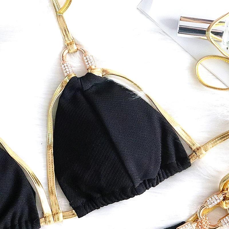 Golden Diva Side Tie Bikini Set Areous