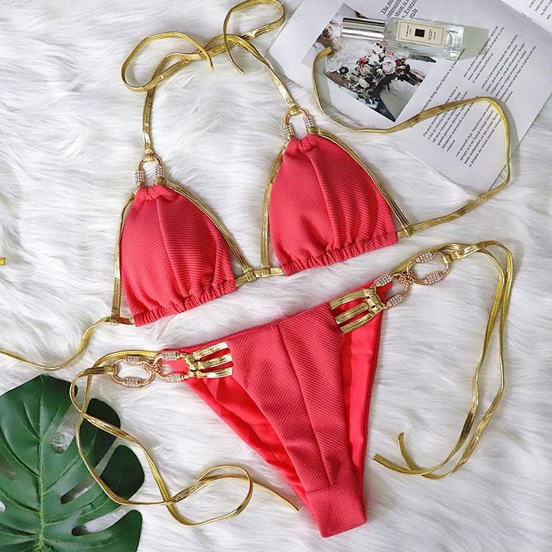 Golden Diva Side Tie Bikini Set Areous