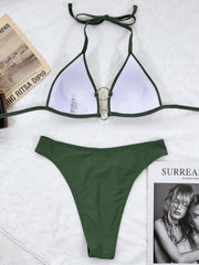 Green Metal Circle Bikini Set Areous