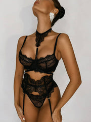 Halter Lace Perspective Nightclub Lingerie Set One Piece Areous