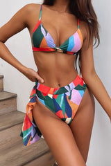 Halter Print 3 Pieces Bikini Set Areous
