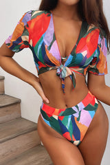 Halter Print 3 Pieces Bikini Set Areous