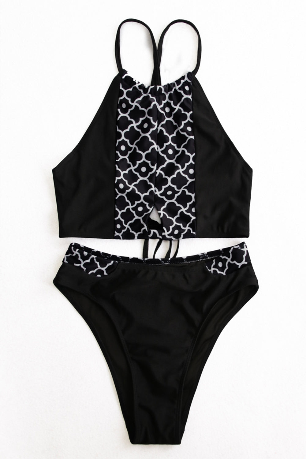 Halter Strappy Print Bikini Areous