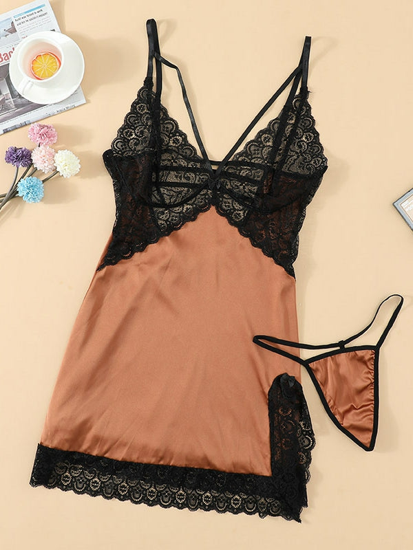 Halter V-neck High-waist Home Dress Areous