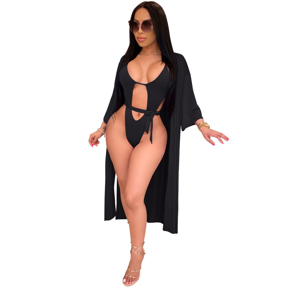 High Cut Erotic Swimsuit with Matching Cover Up Areous