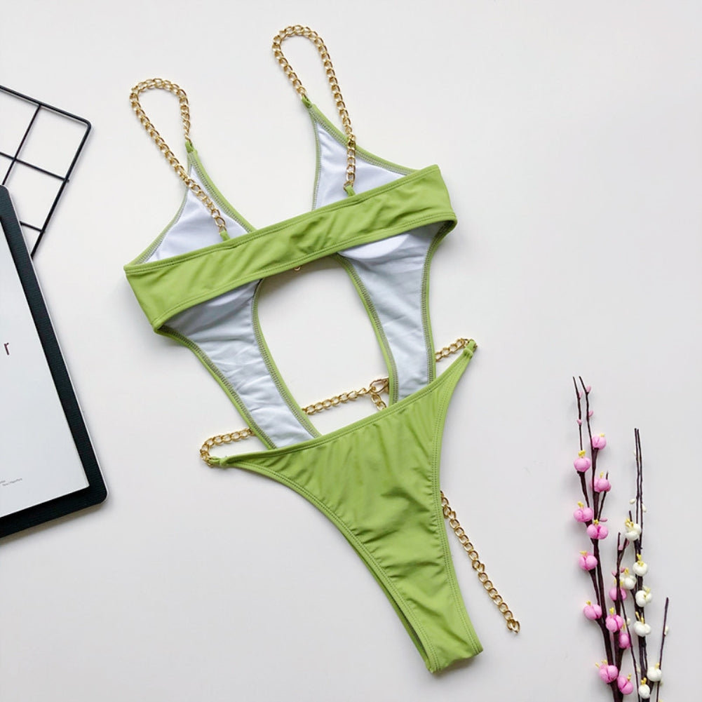 High Cut One Piece Chains Swimwear Areous