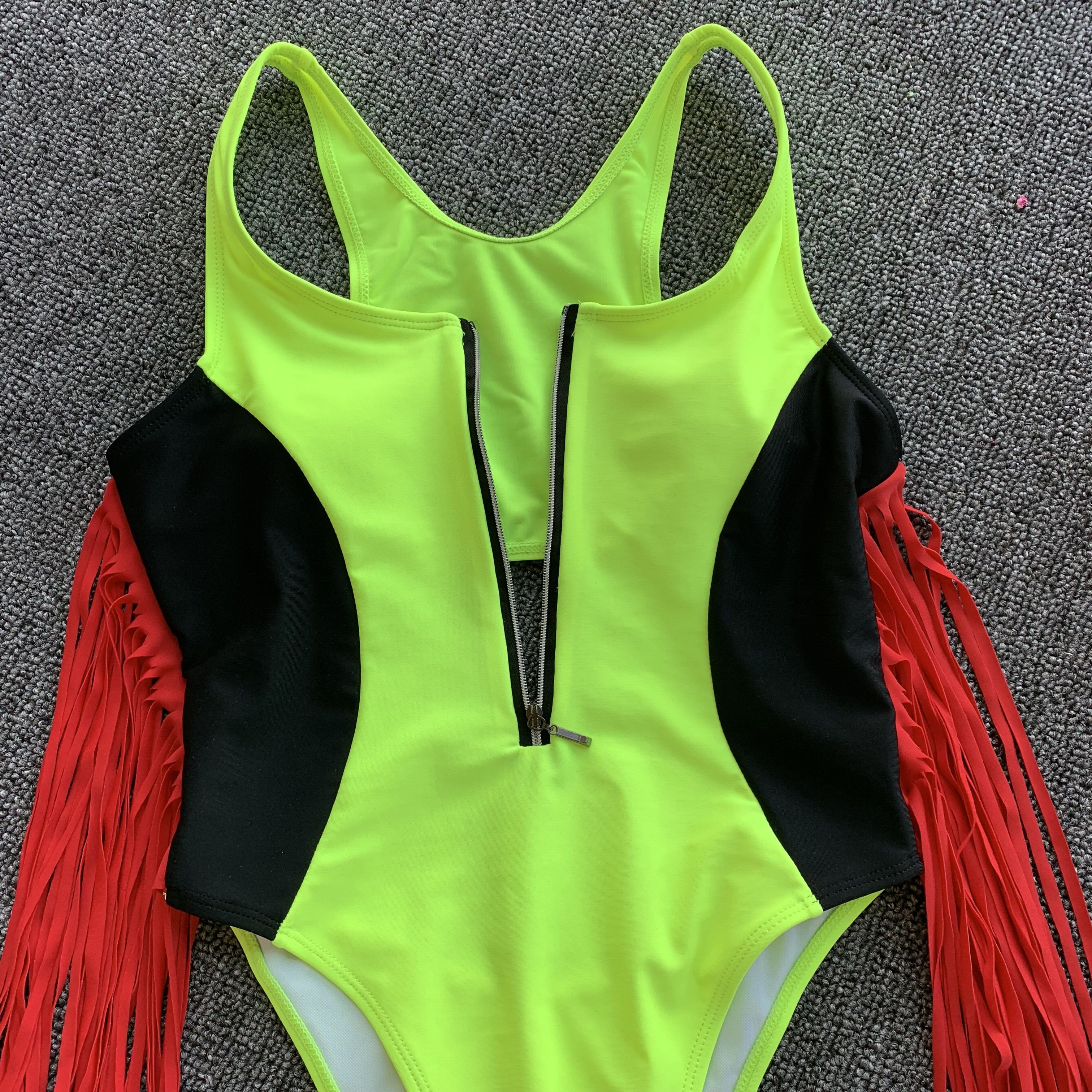 High Cut One-Piece Zipper Swimwear Areous