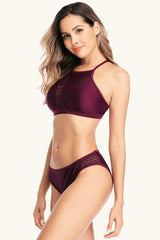 High Neck V-CUT Low Waist Bikini Set Areous