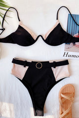 High Waist Patchwork Bikini Areous