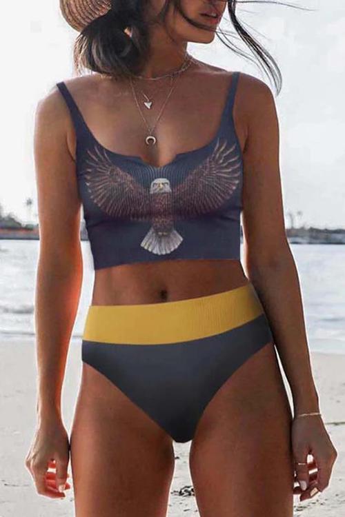 High Waist Positioning Print Bikini Areous