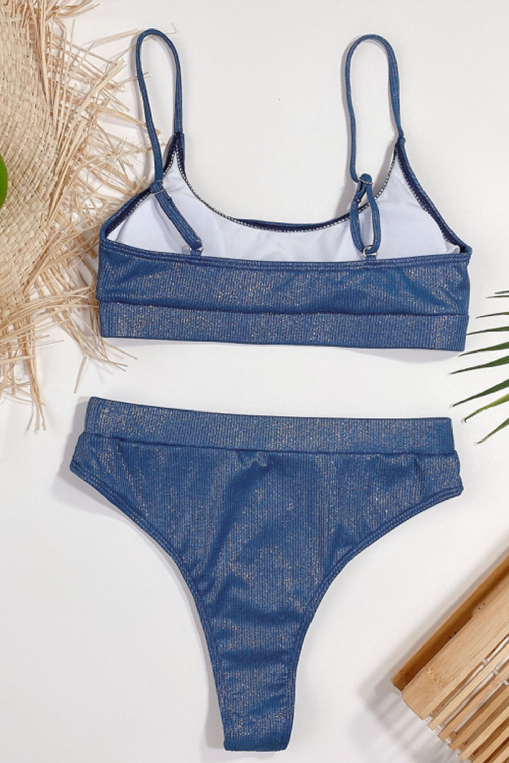 High Waist Tube Top Solid Color Bikini Areous