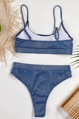 High Waist Tube Top Solid Color Bikini Areous