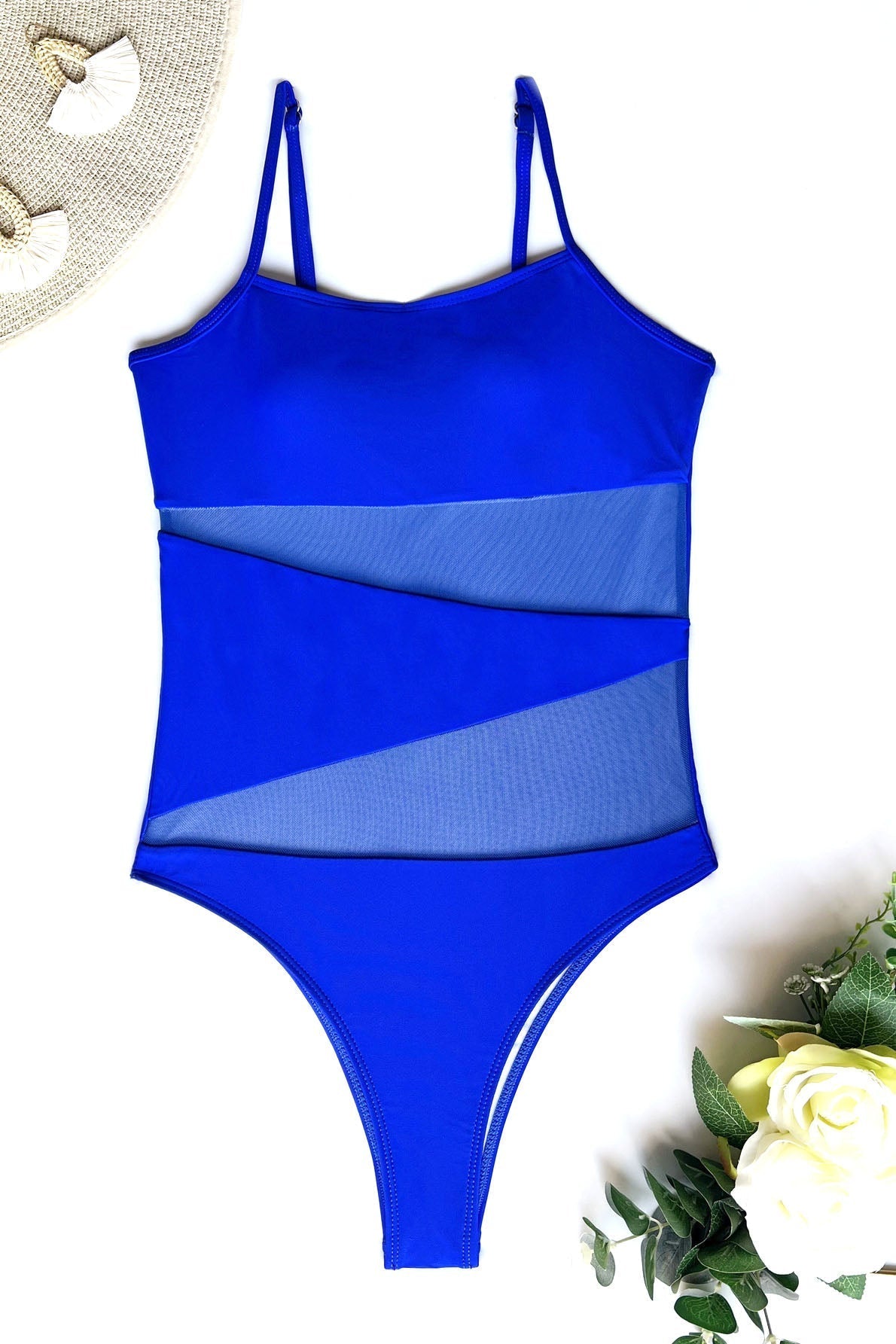 Hollow Mesh Sling One-Piece Swimsuit Areous