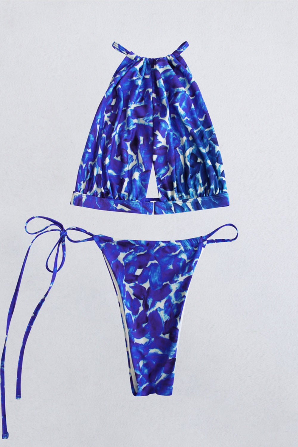 Hollow Strap Print Bikini Areous