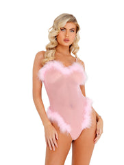 LI387 - 1pc Sheer Marabou Teddy Areous