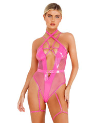 LI435 - 2pc Vinyl Strappy Bodysuit Areous