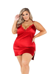 LI443 - Satin Chemise with Chain & Applique Detail Areous