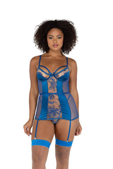 LI456 - 2PC Embroidery & Satin Chemise Set Areous