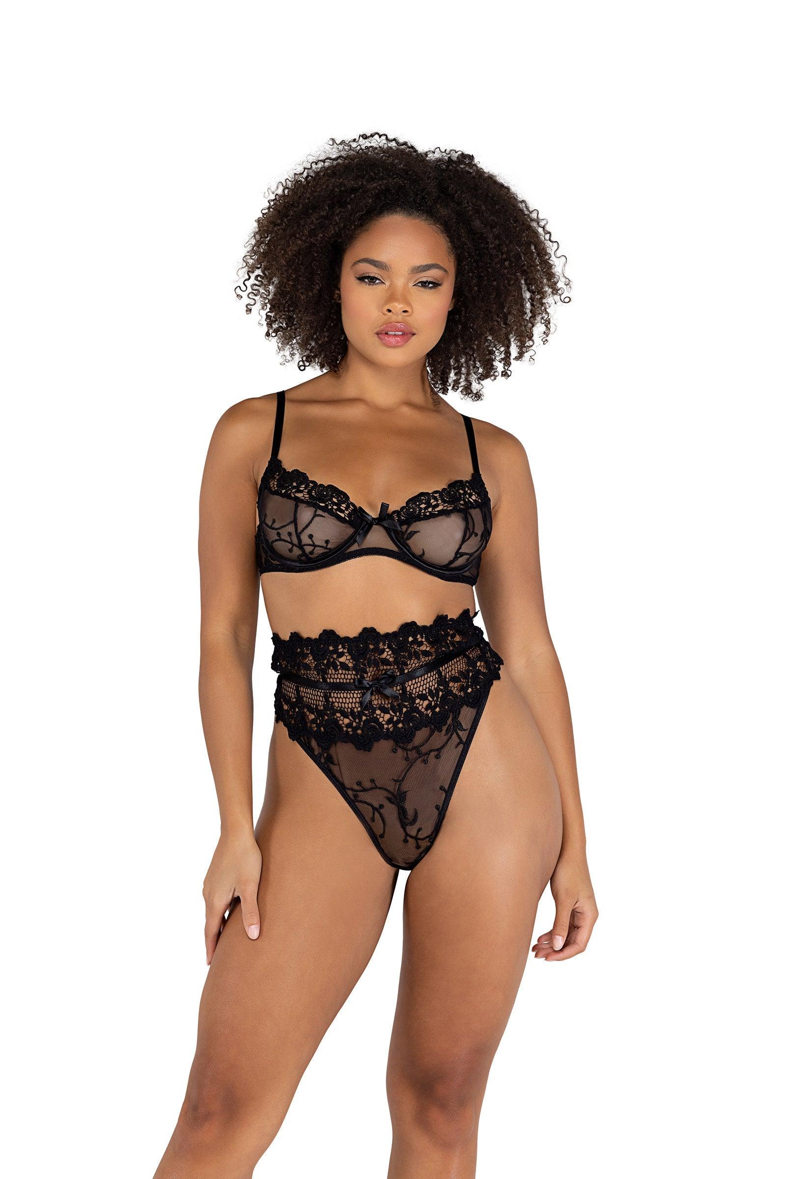 LI472 - 2PC Floral High-Waisted Bra Set Areous