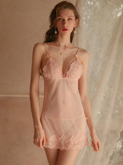 Lace Embroidered Sheer Pajamas Areous