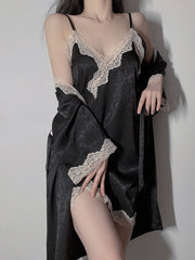 Lace Low Cut Sling Pajama Set Areous