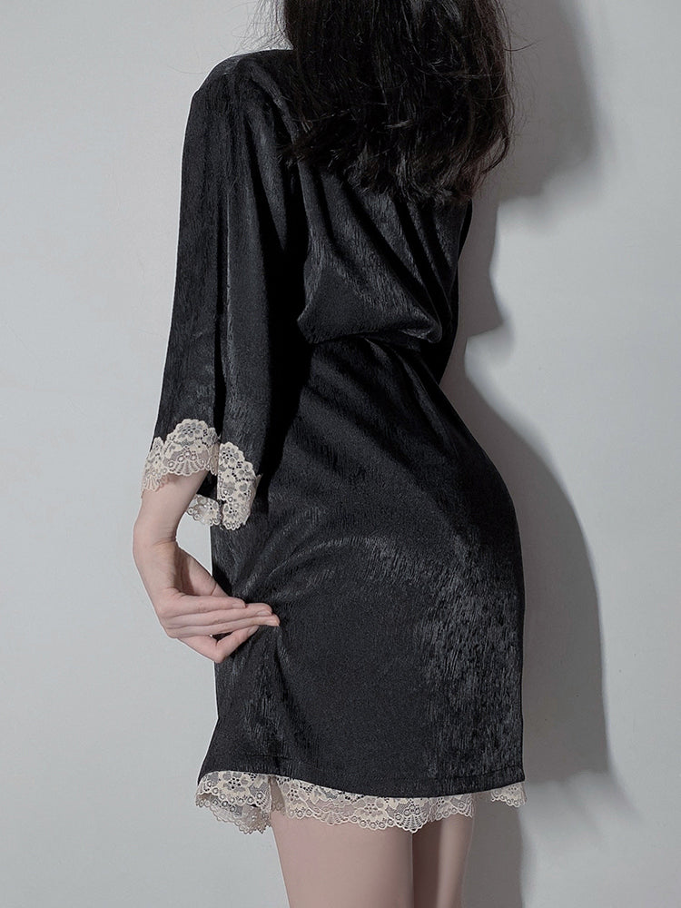 Lace Low Cut Sling Pajama Set Areous