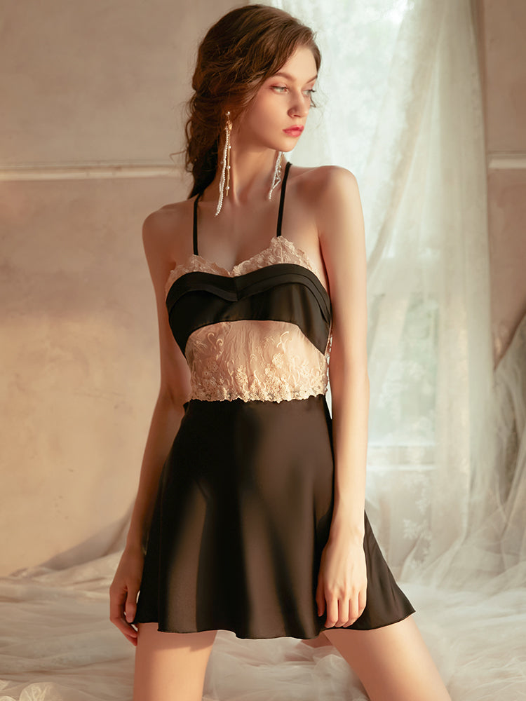 Lace Perspective Temptation Backless Sling Dress Areous