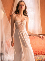 Lace Satin Slip Dress Areous