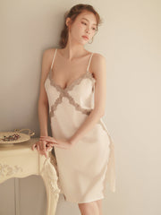 Lace Slit Pajama Set Areous