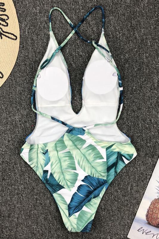 Lace Up Halter Backless One Piece Swimsuit Areous