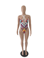 Lace Up One Piece African Swimwear Areous