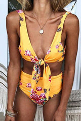 Lace-up Floral Bikini Set Areous