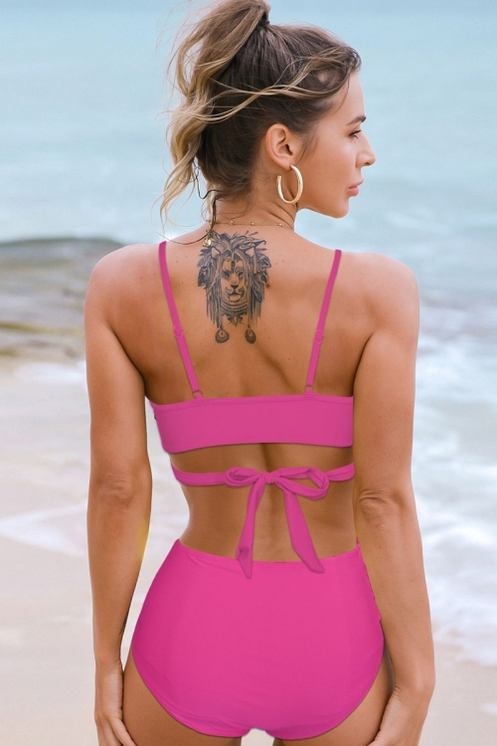 Leopard Cross High-Waisted Bikini Areous