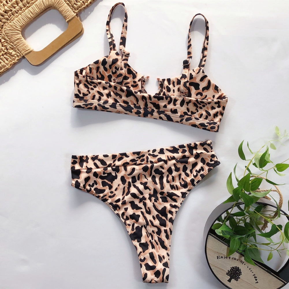 Leopard O-Ring Two Piece Swimwear Areous