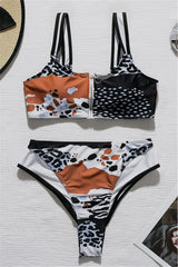 Leopard Patchwork High Waist Bikini Set Areous