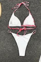 Leopard Plaid Stitching Split Bikini Areous