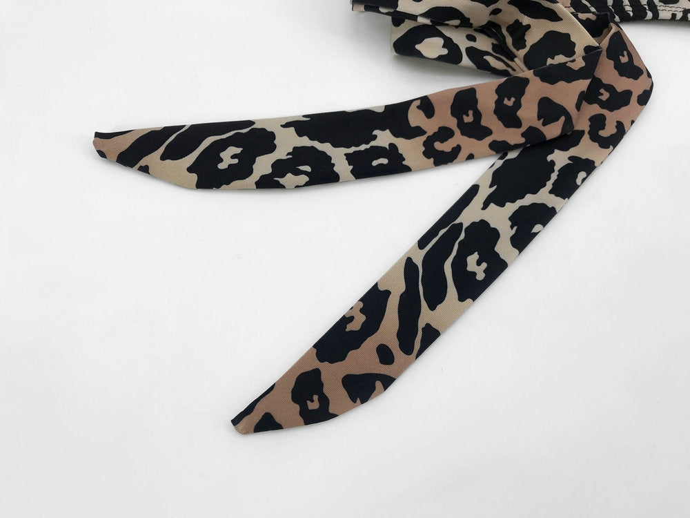 Leopard Print Strapless Knot Swimwear Areous
