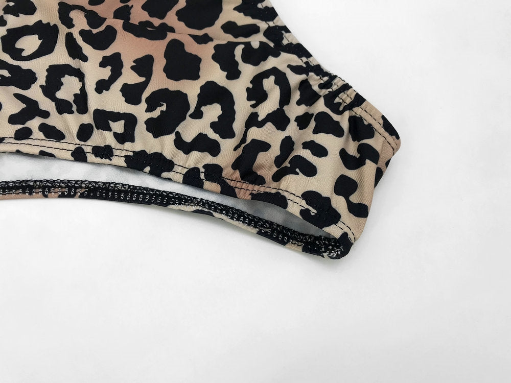 Leopard Print Strapless Knot Swimwear Areous