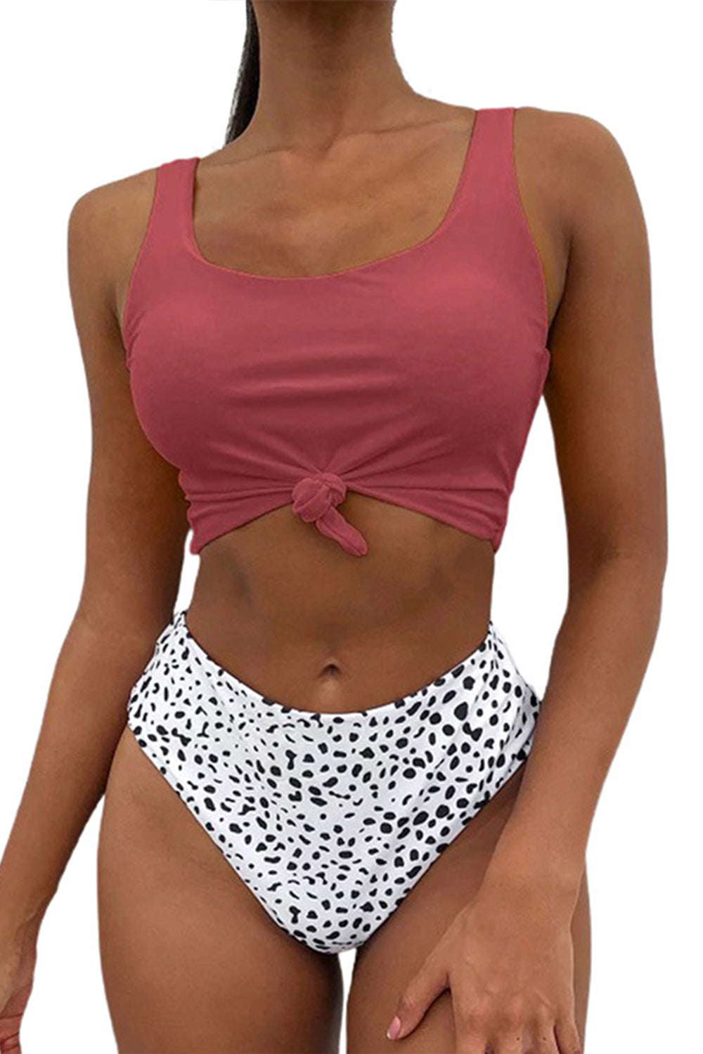 Leopard Print Twisted High Waist Bikini Areous