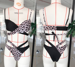 Leopard Two Piece Cross Swimwear Areous