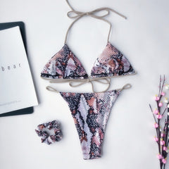 Leopard Two Piece Micro Swimwear Areous