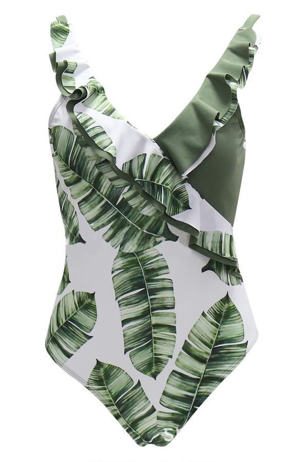 Lotus Flounced Bathing Suit Areous