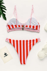 Lovely Sweetheart Striped Bikini Set Areous