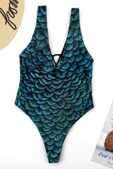 Mermaid Deep V Lace up One-Piece Swimsuit Areous