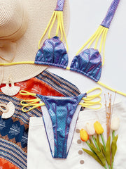 Mermaid Print Spaghetti Two Piece Swimwear Areous