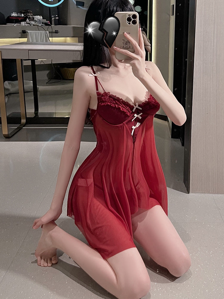 Mesh Underwire Push Up Pajamas Areous