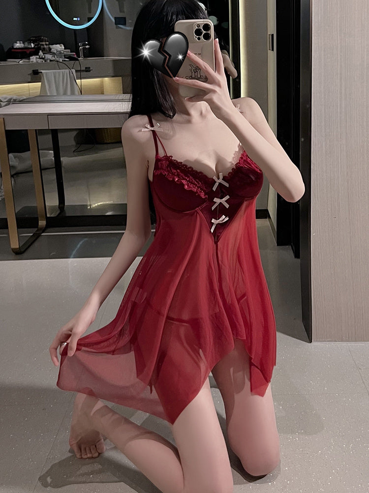 Mesh Underwire Push Up Pajamas Areous