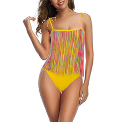 Mom and Daughter One Piece Straps Fringe Swimwear (Mom) Areous