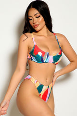 Multi Graphic Print Two Piece Swimsuit Areous