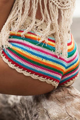 Multicolor Knitted Tassels Bikini Set Areous